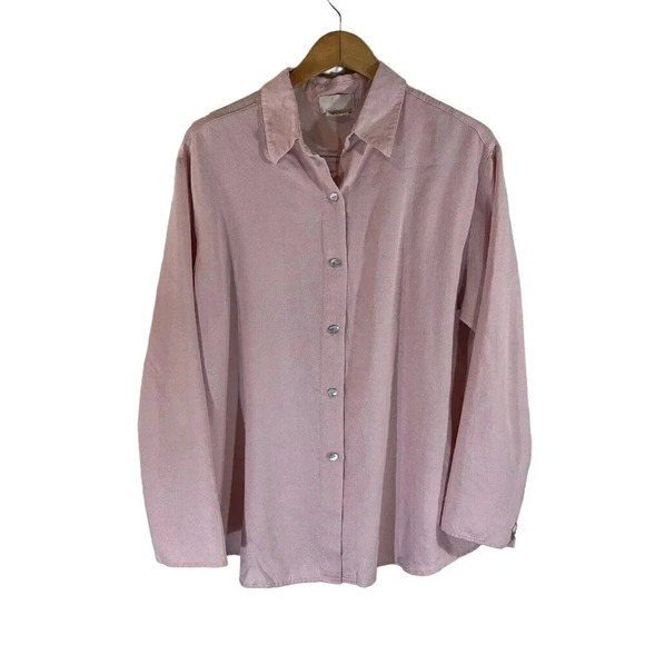 Soft Surroundings Light Pink Button Up Shirt XL Long Sleeves Career Office Work - Picture 1 of 7